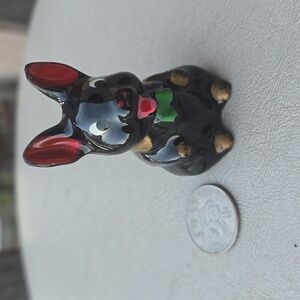 Japan Redware French Bulldog Boston Terrier Mini Figurine Hand Painted MCM VTG